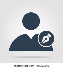 Ink pen User icon. Flat  illustrator Eps 