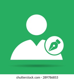 Ink pen User icon. Flat  illustrator Eps 