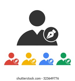 Ink pen User icon. Flat design style eps 10