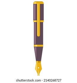 Ink Pen Vector Cartoon Illustration Isolated On A White Background.