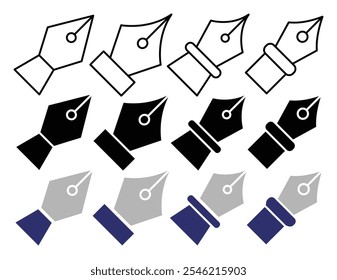 Colección del icono del Vector de la pluma de tinta. conjunto de Ilustración vectorial.
