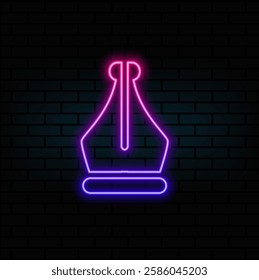 ink pen vector icon. neon style.
