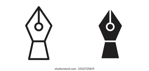 Ink pen vector icon set black filled and outlined style.