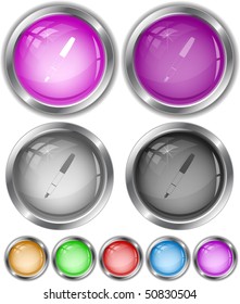 Ink pen. Vector internet buttons.
