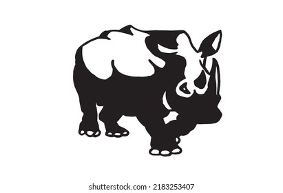 Ink pen vector rhino isolated on white, stylish graphical drawing , rhino for logotype ,design and tattoo