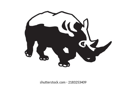 Ink pen vector rhino isolated on white, stylish graphical drawing , rhino for logotype ,design and tattoo