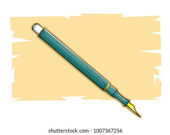 ink pen vintage writing tool green color illustration 