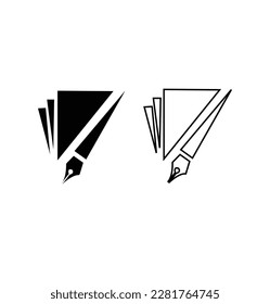 Ink pen writing on paper. One continuous line art drawing vector illustration minimalist design isolated on white background.