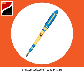 ink pen yellowish blue with a trident in the circle with the sign EPS10