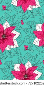 Ink, pencil,  flower seamless pattern. Hand drawn nature painting. Freehand sketching illustration. 