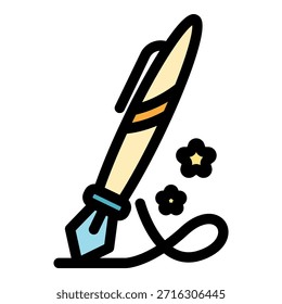 Tintenstift-Symbol. Umriss Tintenstift, Vektorsymbol, Farbe, flach, einzeln