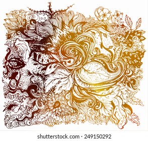 Ink and pencil illustration in vector black and white pattern 