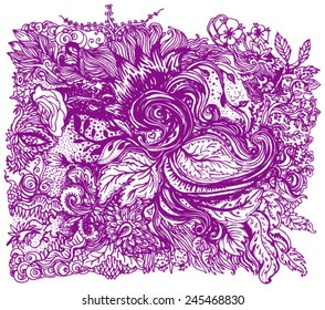 Ink and pencil illustration in vector. Vector pattern.