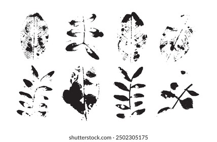 ink plant shaped texture prints and stamps