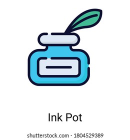ink pot color line icon isolated on white background
