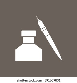 Ink pot Icon on Dark Gray Color. Eps-10.