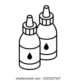 Icono isométrico de la línea de puntos de entrada de tinta
