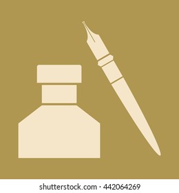 Ink Pot & Pen Icon. 