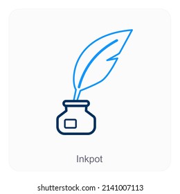 Ink Pot And Quill Icon Concept