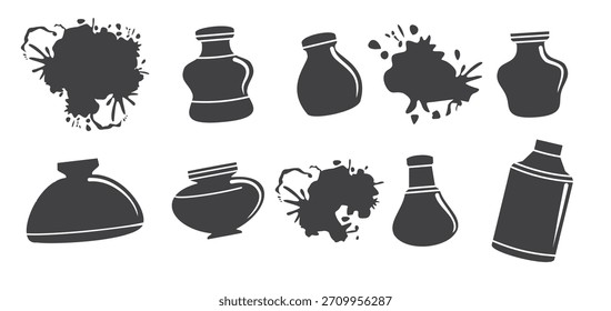 ink pot set vector illustration