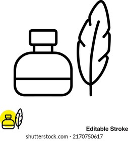 Ink Pot Vector Line Icon