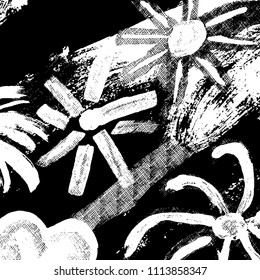 Ink Print Distress Background . Dots Grunge Texture. Vector.