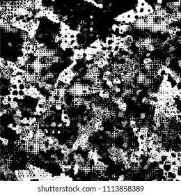  Ink Print Distress Background . Dots Grunge Texture. Vector.