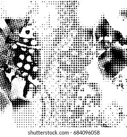  Ink Print Distress Background . Dots Grunge Texture. Vector.