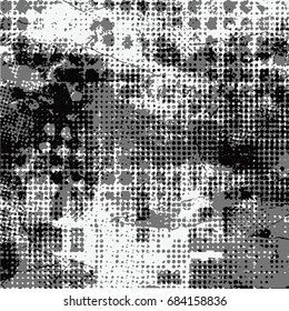 Ink Print Distress Background . Dots Grunge Texture. Vector.