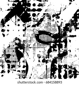 Ink Print Distress Background . Dots Grunge Texture. Vector.