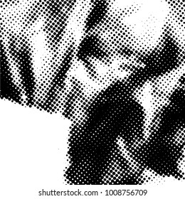 Ink Print Distress Background . Grunge Texture. Abstract Black and white illustration. Vector.