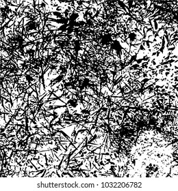 Ink Print Distress Background . Grunge Texture. Abstract Black and white illustration. Vector.