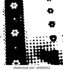 Ink Print Distress Background . Grunge Texture. Abstract Black and white vector illustration.
