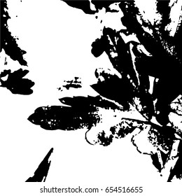 Ink Print Distress Background . Grunge Texture. Abstract Black and white illustration. Vector.