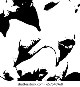 Ink Print Distress Background . Grunge Texture. Abstract Black and white illustration. Vector.