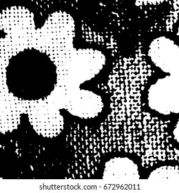 Ink Print Distress Background . Grunge Texture. Abstract Black and white illustration. Vector.