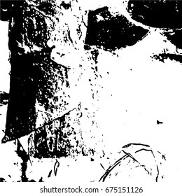 Ink Print Distress Background . Grunge Texture. Abstract Black and white illustration. Vector.