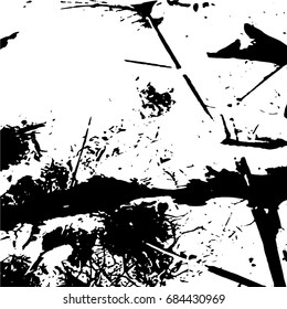 Ink Print Distress Background . Grunge Texture. Abstract Black and white illustration. Vector.