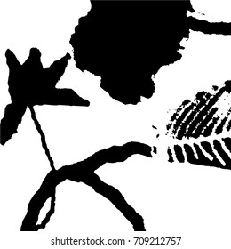 Ink Print Distress Background . Grunge Texture. Abstract Black and white illustration. Vector.