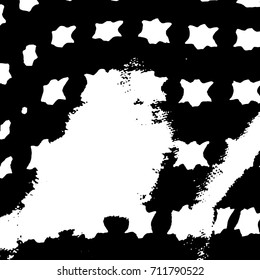 Ink Print Distress Background . Grunge Texture. Abstract Black and white illustration. Vector.