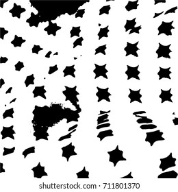 Ink Print Distress Background . Grunge Texture. Abstract Black and white illustration. Vector.
