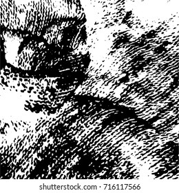 Ink Print Distress Background . Grunge Texture. Abstract Black and white illustration. Vector.