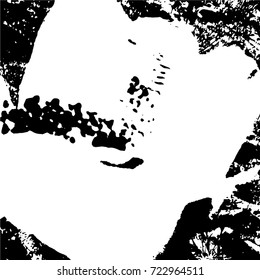 Ink Print Distress Background . Grunge Texture. Abstract Black and white illustration. Vector.