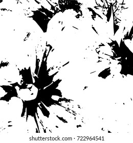 Ink Print Distress Background . Grunge Texture. Abstract Black and white illustration. Vector.