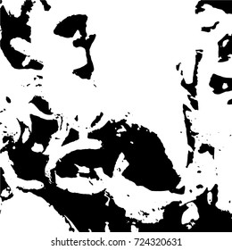 Ink Print Distress Background . Grunge Texture. Abstract Black and white illustration. Vector.