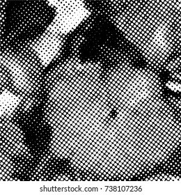 Ink Print Distress Background . Grunge Texture. Abstract Black and white illustration. Vector.