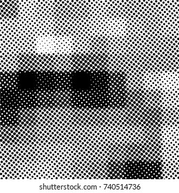 Ink Print Distress Background . Grunge Texture. Abstract Black and white illustration. Vector.