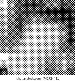 Ink Print Distress Background . Grunge Texture. Abstract Black and white illustration. Vector.
