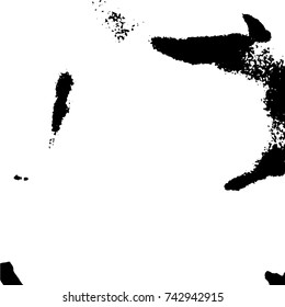 Ink Print Distress Background . Grunge Texture. Abstract Black and white illustration. Vector.
