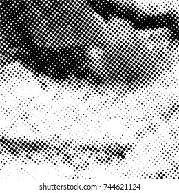 Ink Print Distress Background . Grunge Texture. Abstract Black and white illustration. Vector.
